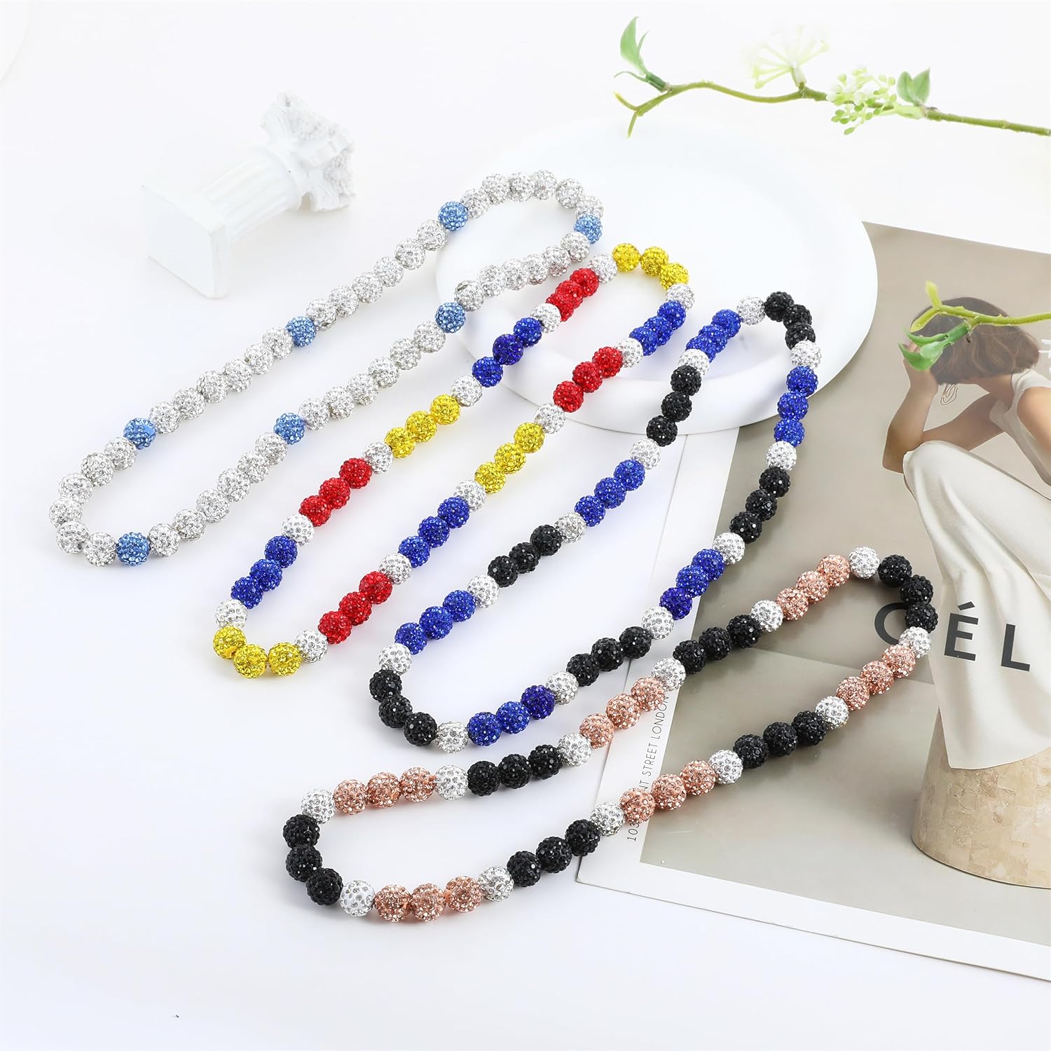 RWQIAN Baseball Beaded Necklace for Men Boys, Bling Drip Chains Inspired Accessory With Diamond Rhinestone Discoball, Jewelry Making Gift for Baseball Team Athletes - Image 5