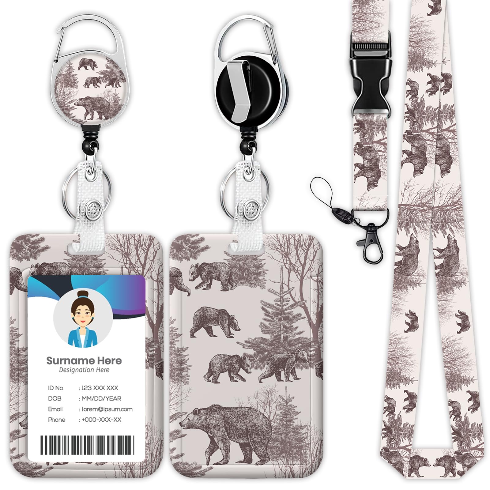 Colorful Dog Paws Badge Holder Reel Lanyard,Dog Lover ID Card Badge Holder Retractable Name Tag Clips for Doctor Nurse Teacher Office Student