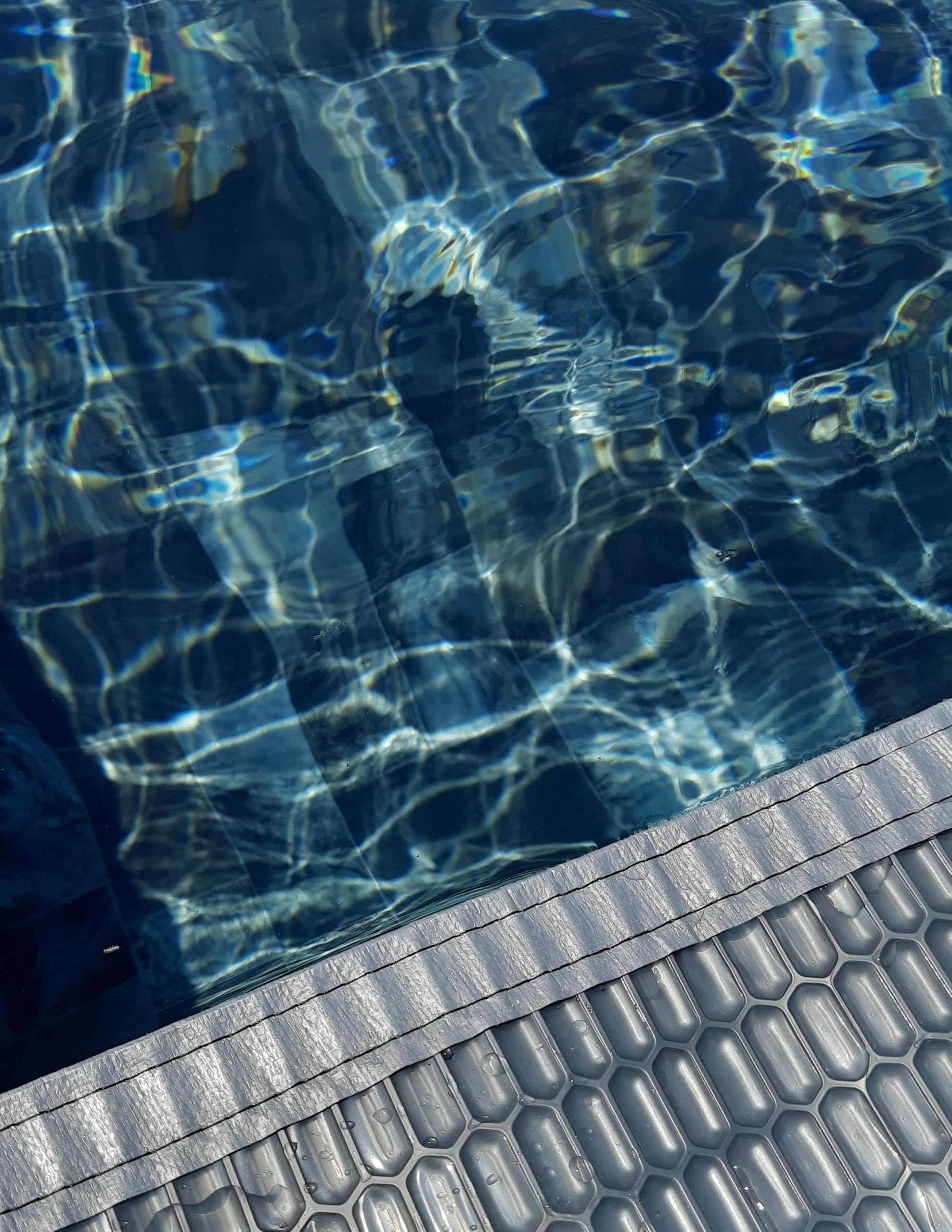 Bâche à Bulles Solaire Piscine 7 x 3,5 m - Epaisseur 500 Microns Premium - Bordée 4 Côtés - Technologie Alvéolaire Chauffante Anti Algues - Bleu/Gris