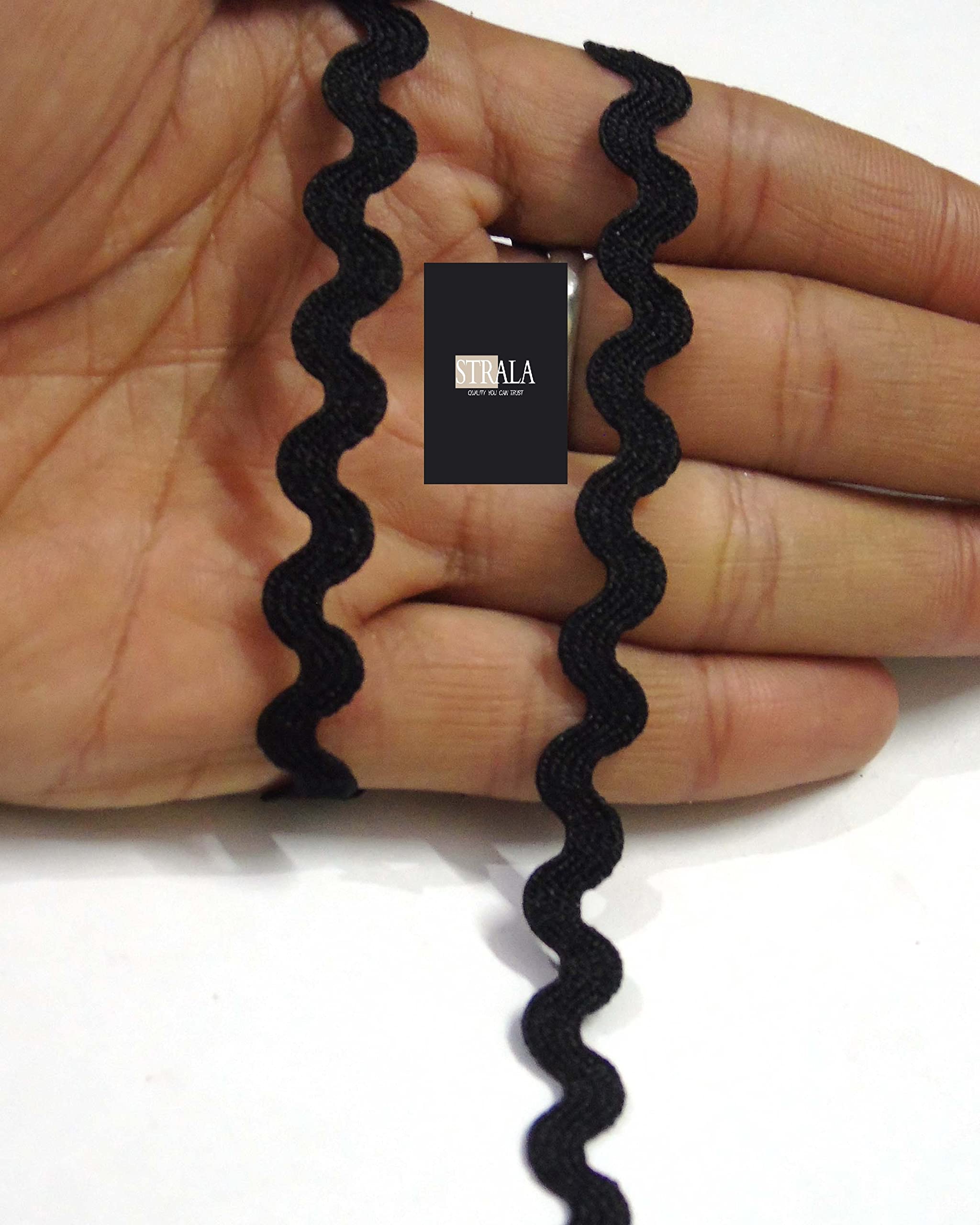 Strala Zig Zag Laces for Dresses, Sarees, Lehenga, Suits, Bags, Decorations, Borders, Crafts and Home Décor,Blouse (9mtr) Black-image-47