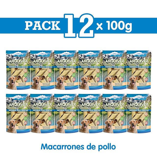 Foto 2 de 7 de ARQUIVET Pack 12 Unidades Snacks Macarrones de Pollo 100 g - Natural Dog Snacks - 100% Natural