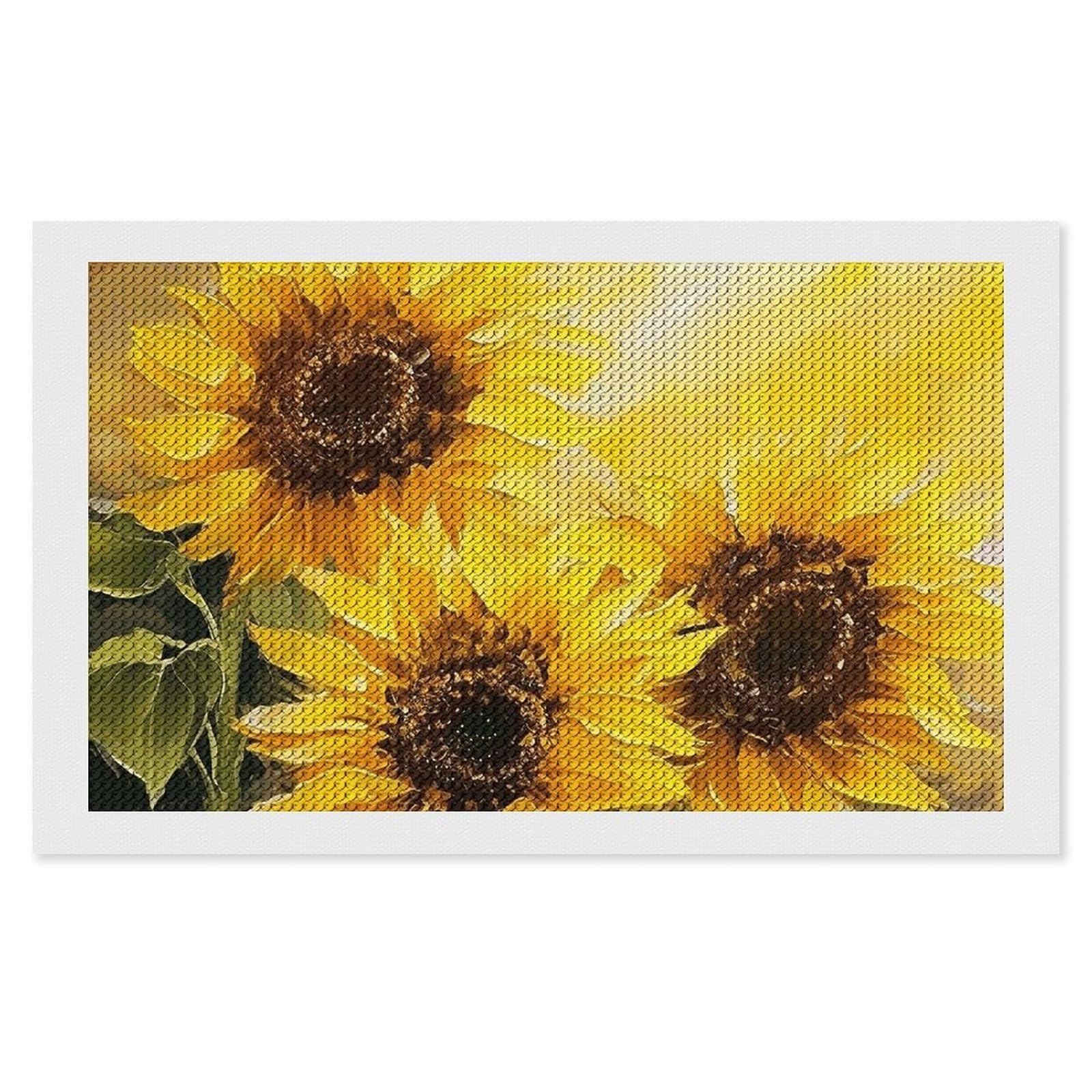 NONHAI Diamond Painting Kits for Adults - DIY Diamond Art Kits for Beginners - Full 5D Paint Drill Diamond Dots Paintings- Yellow Sunflowers Diamonds Pictures Gem Art and Craft Wall Decor 12"x20"