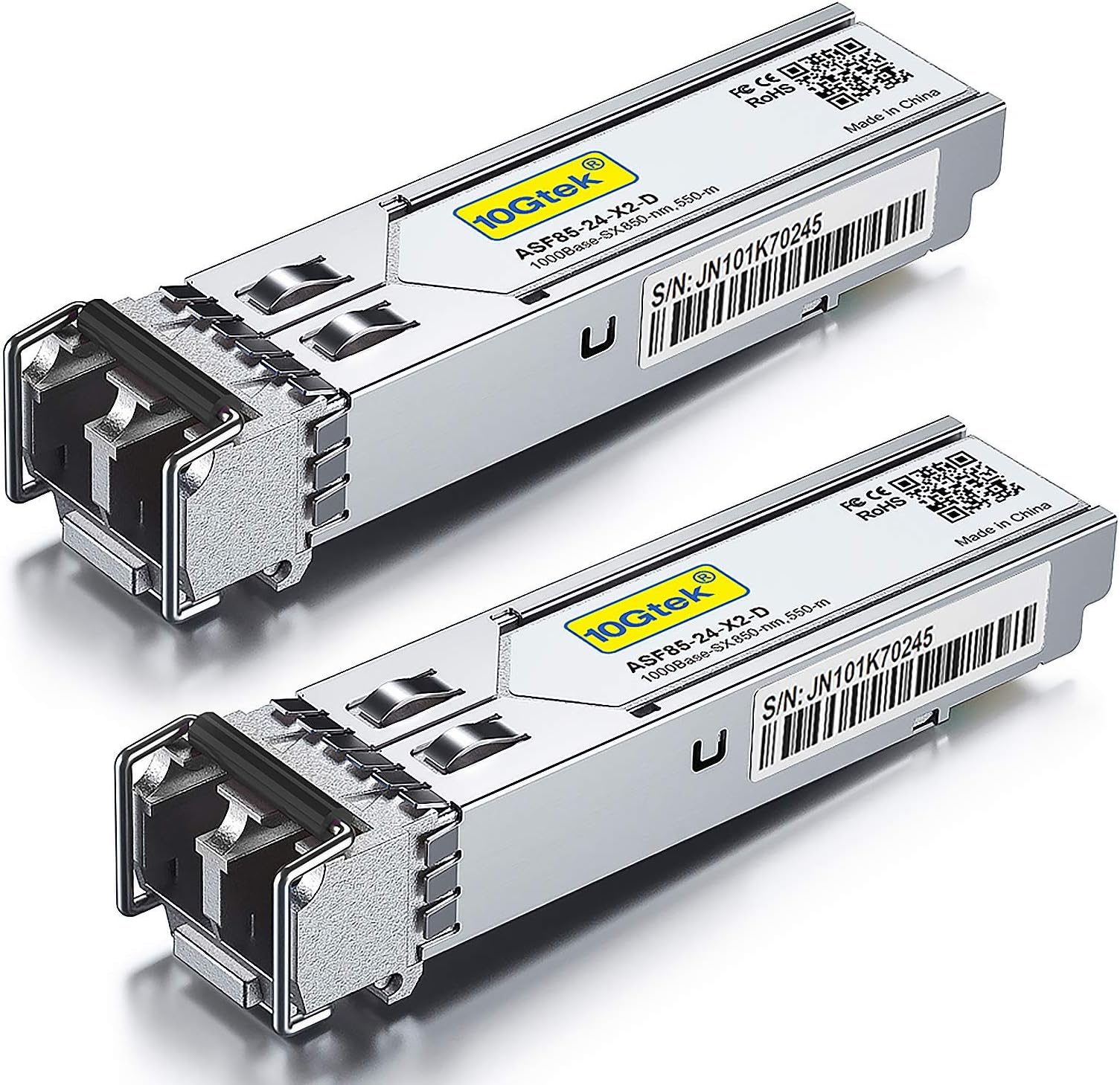 [2 Pack] 1G SFP SX LC Multimode Module 550-meter, 1000Base-SX Mini-Gbic Transceiver Compatible for Cisco GLC-SX-MMD, Meraki, Mikrotik, Netgear, Ubiquiti UniFi UF-MM-1G, D-Link,Zyxel and more