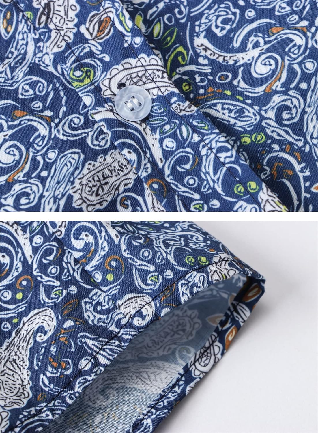 QZH.DUAO Mens 70s Disco Party Shirts Casual Paisley Button Down Shirt Vintage Floral Hawaiian Beach Short Sleeve Shirt - Image 4