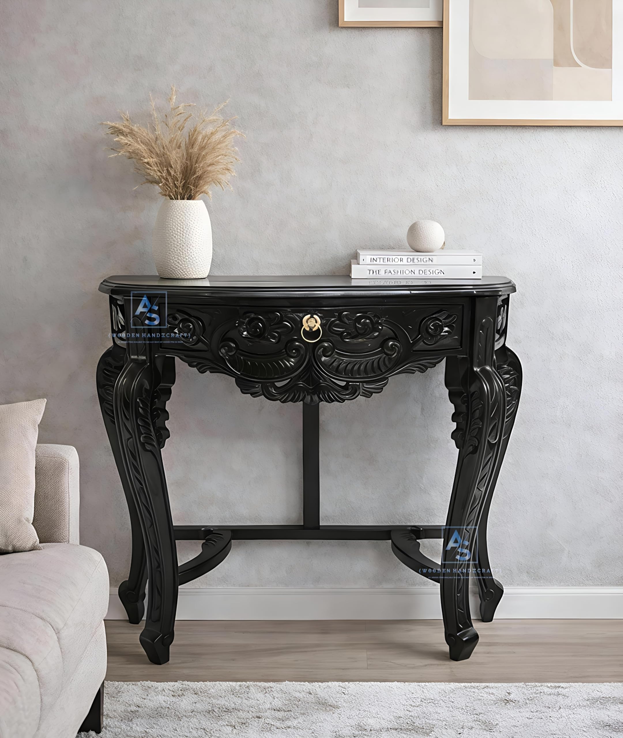 Wooden Console Table | Antique Coffee Finish Entryway Table for Living Room, Hallway & Foyer | Decorative Designer Side Table with Storage Drawer-picture-24