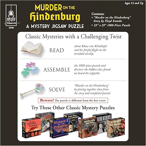 Miniatura 8 de Murder Mystery Party, Rompecabezas de misterio clásico, asesinato en el Hindenburg, rompecabezas de 1,000 piezas