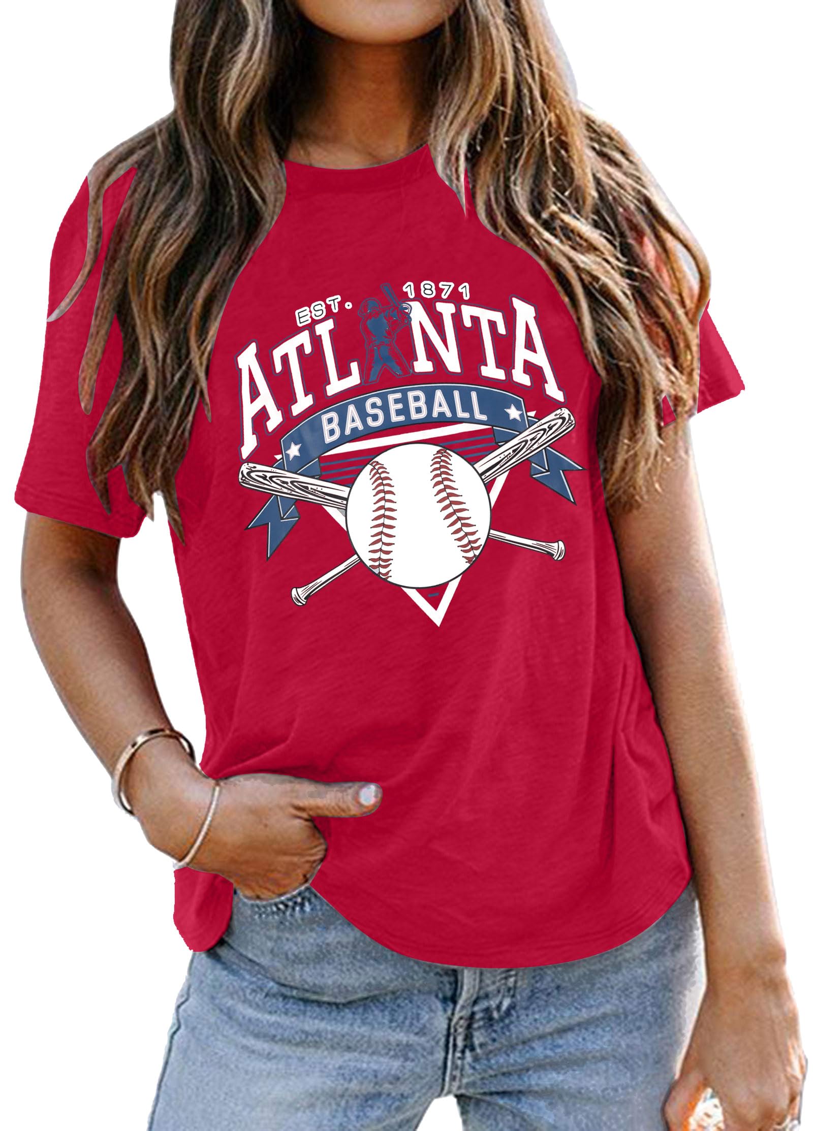 MNLYBABYBaseball Shirts Women Baseball Mom T-Shirt Baseball Season Shirt Baseball Fan Tee Vintage Short Sleeve Tops