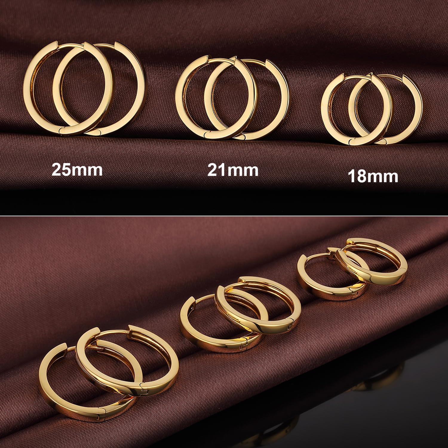 Jiamiaoi Huggie Hoop Earrings For Men Women,Silver Hoop Earrings 18mm/21mm/25mm, Nickel Free Earring Hoops for Sensitive Ears