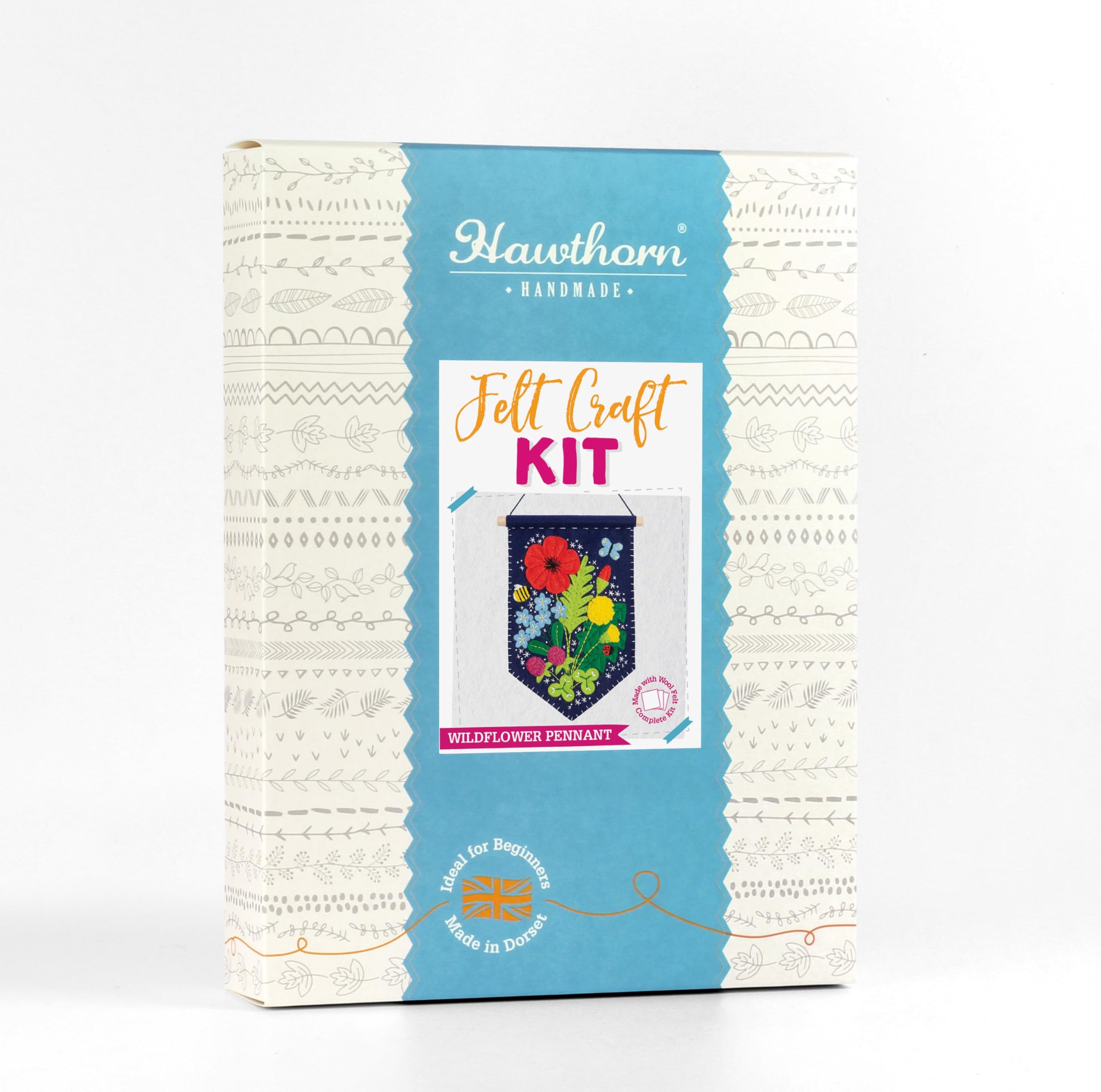 Hawthorn Handmade Wildflower Pennant Felting Kit. Felt Craft Kit for Adults Including Wool Felt Sheets, Wooden Dowel - Image 2