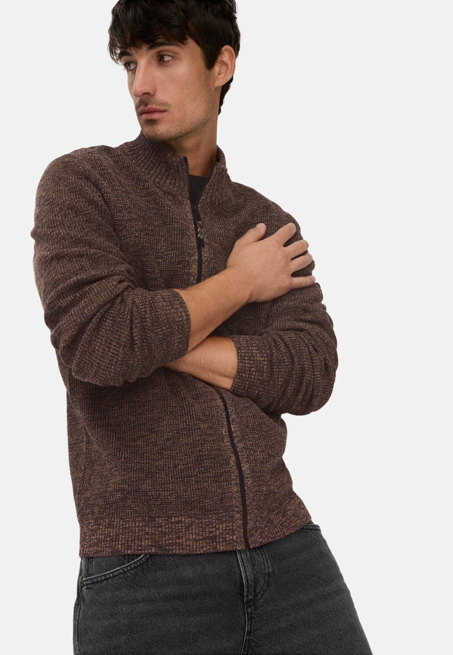 camel active Herren Strickjacke aus einem Soften Baumwollmix
