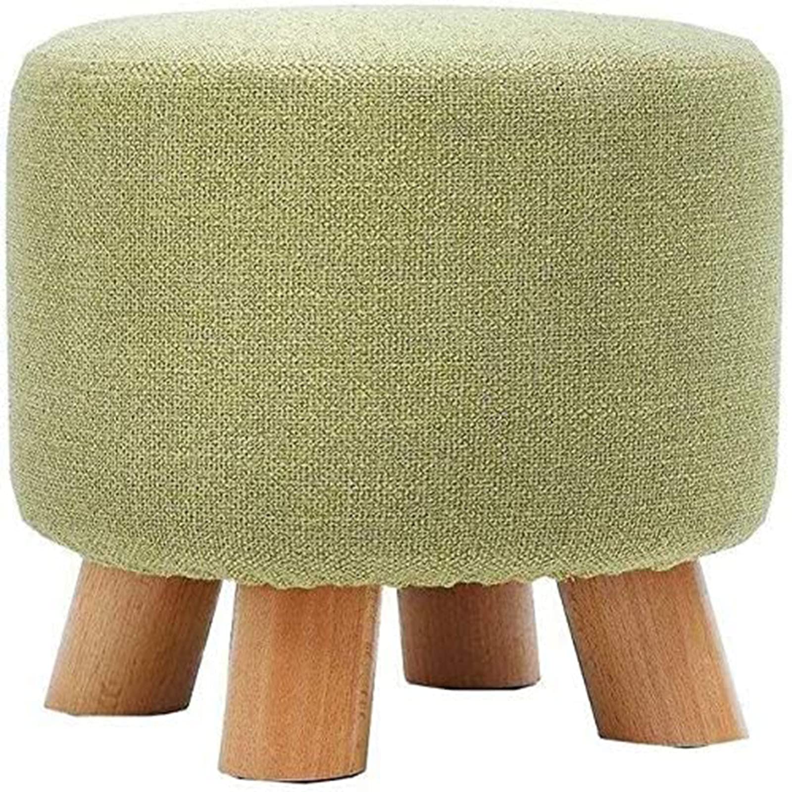 Repose-Pieds Ottoman Rond Vert Idéal pour l'Entrée et le Salon en Lin