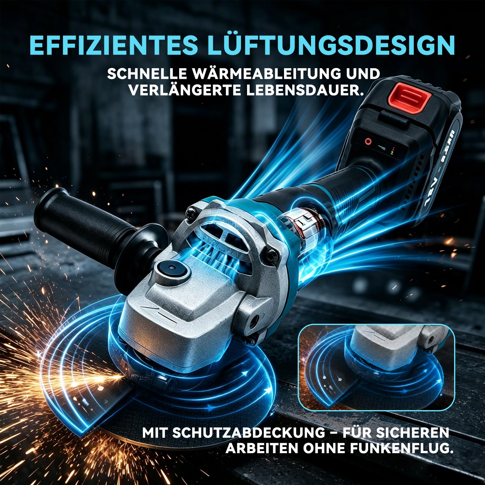 Akku Winkelschleifer Set 125mm Kompatibel mit Makita 18V Akku