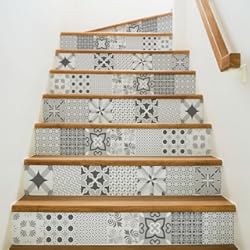 Friso Pared Escalera Ambiance-Live col-stairs-ROS-A924_15x105cm_6bandes Stickers Adhesivos Escalera carrelages, Vinilo, Multicolor, 6 bandes de 15x105 cm, 6