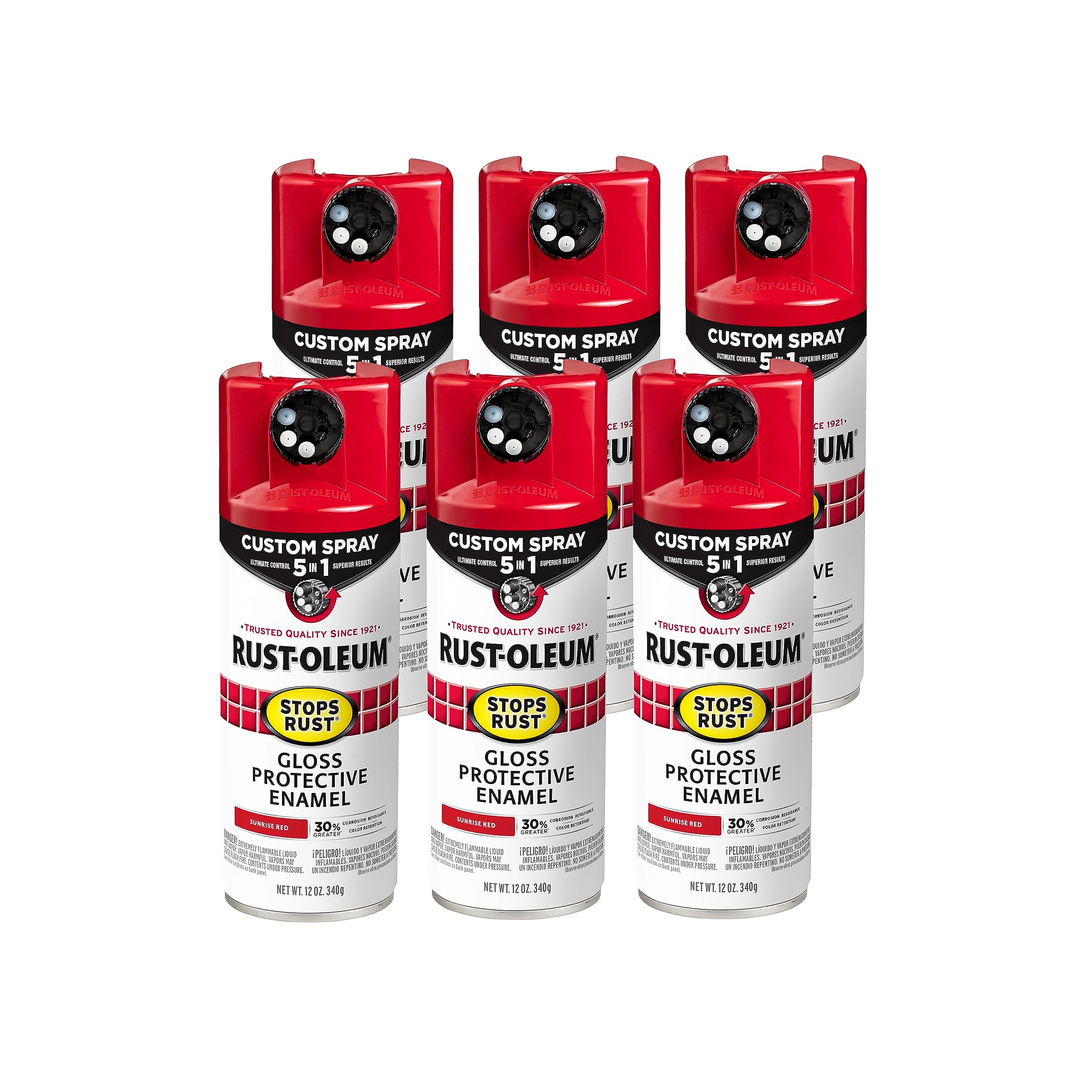 Rust-Oleum Stops Rust Custom 5-in-1 Spray Paint, Gloss Sunrise Red