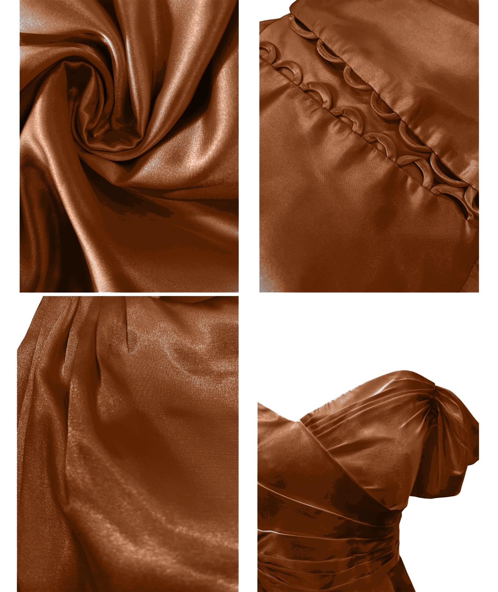ECDAHICC Schulterfreies Brautjungfernkleid For Damen Satin Langer Schlitz Elegantes Formelles Abendkleid A-Linie Hochzeits und Partykleid