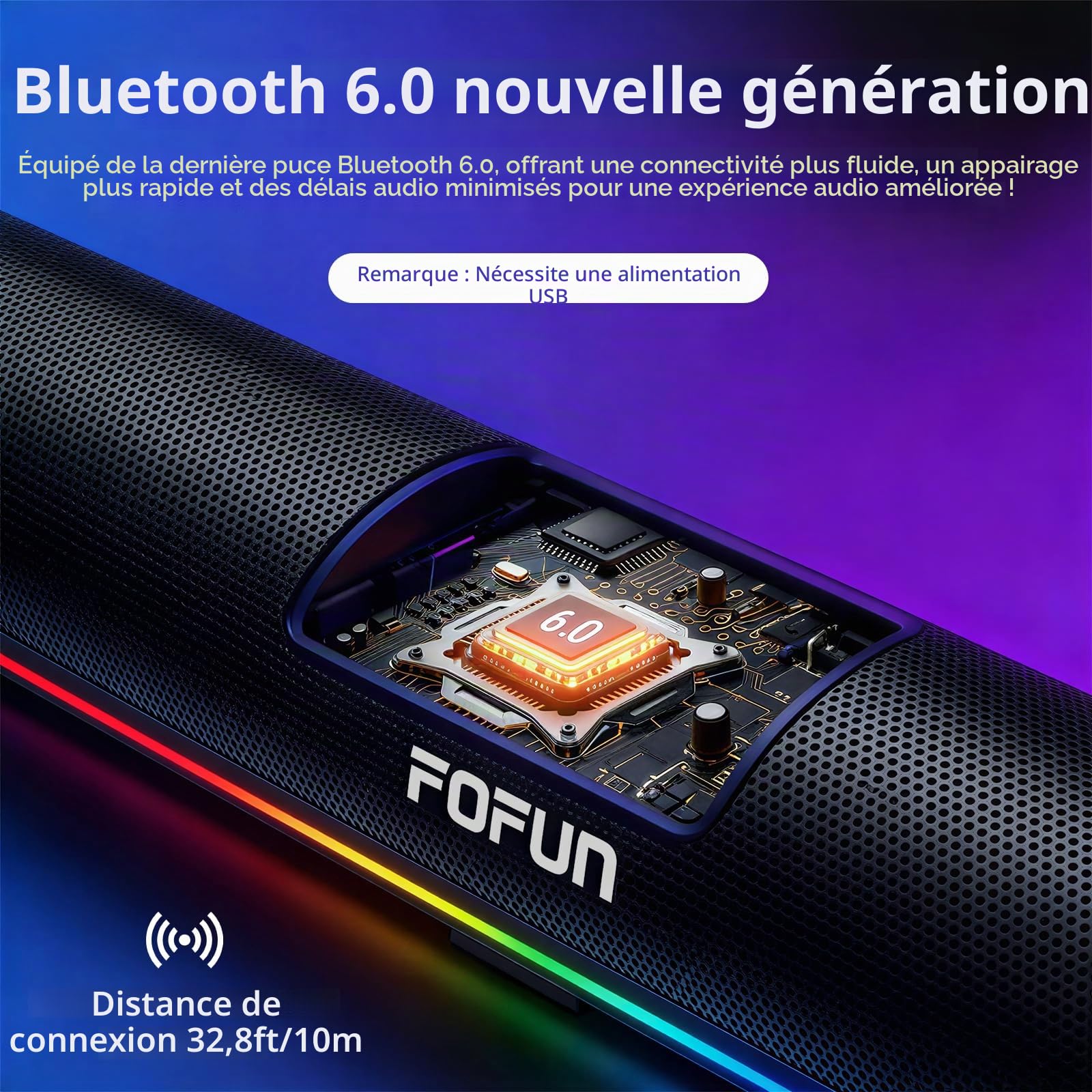2 en 1 Barre de Son de Gaming avec Microphone Détachable,Enceinte PC Stéréo Alimentation USB,3 EQ Audio,Bluetooth 6.0 Soundbar pour Ordinateur Portable TV
