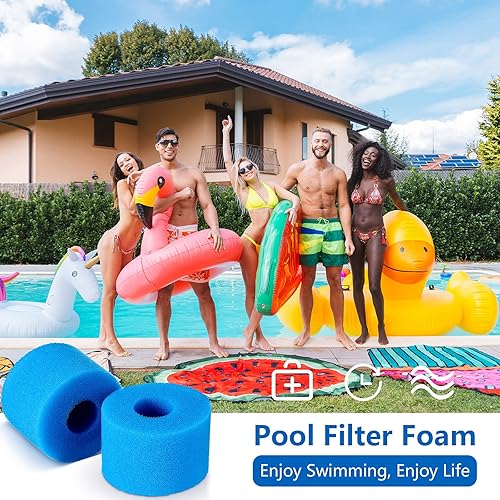 Miniatura 4 de Cartucho de filtro de piscina de 2 piezas, cartuchos de espuma de repuesto, esponja de repuesto, reutilizable, lavable, filtro limpiador de esponja