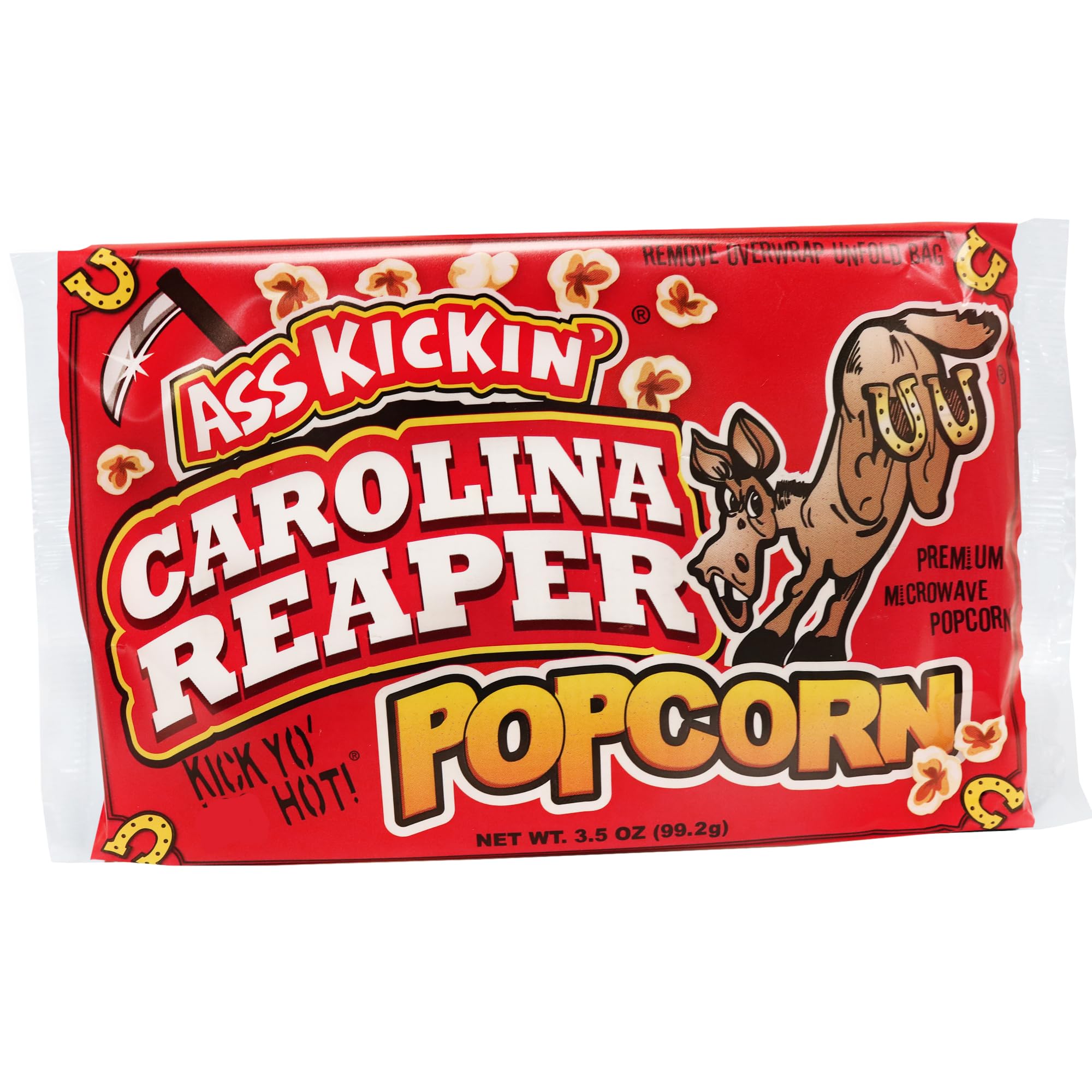ASS KICKIN’ Carolina Reaper Pepper Microwave Popcorn - Spicy Snacks - Pack of 3 - Ultimate Spicy Gourmet Gift Popcorn - Makes a Great Movie Theater Popcorn or Snack Food - Try if you dare!