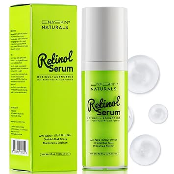 Retinol Serum for Face, Anti-Aging Serum for Fine Lines & Wrinkles, Hydrating Formula with Hyaluronic Acid, Gentle Retinol for Sensitive Skin, 1.0 fl oz