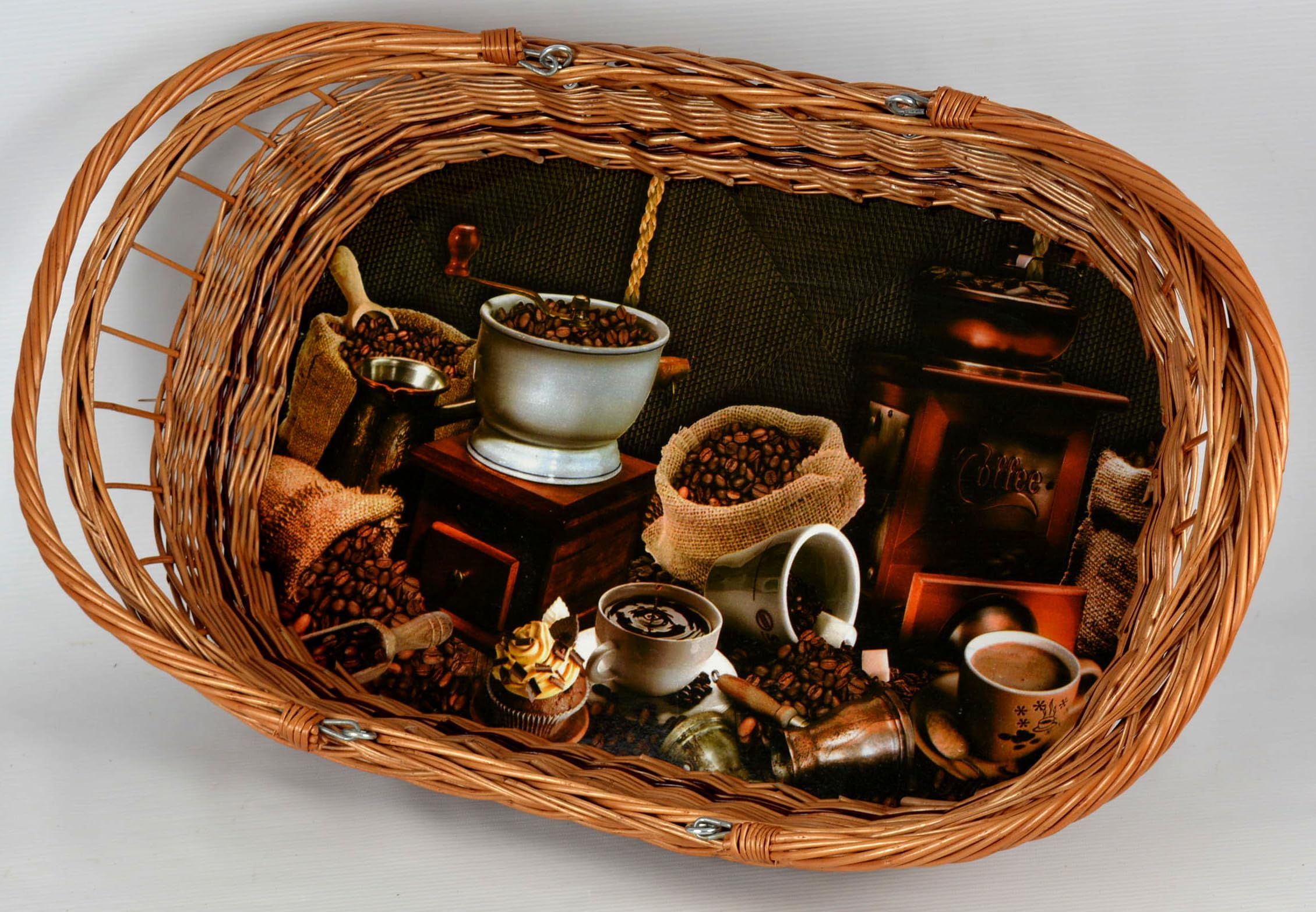Tablett mit Henkel klappbar Motiven zur Auswahl!! 60cm! Weide Serviertablett (Kaffee Dunkel)