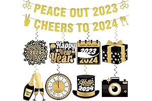 Happy New Year 2023 Banner and Hanging Swirls: Transform Your NYE Party!