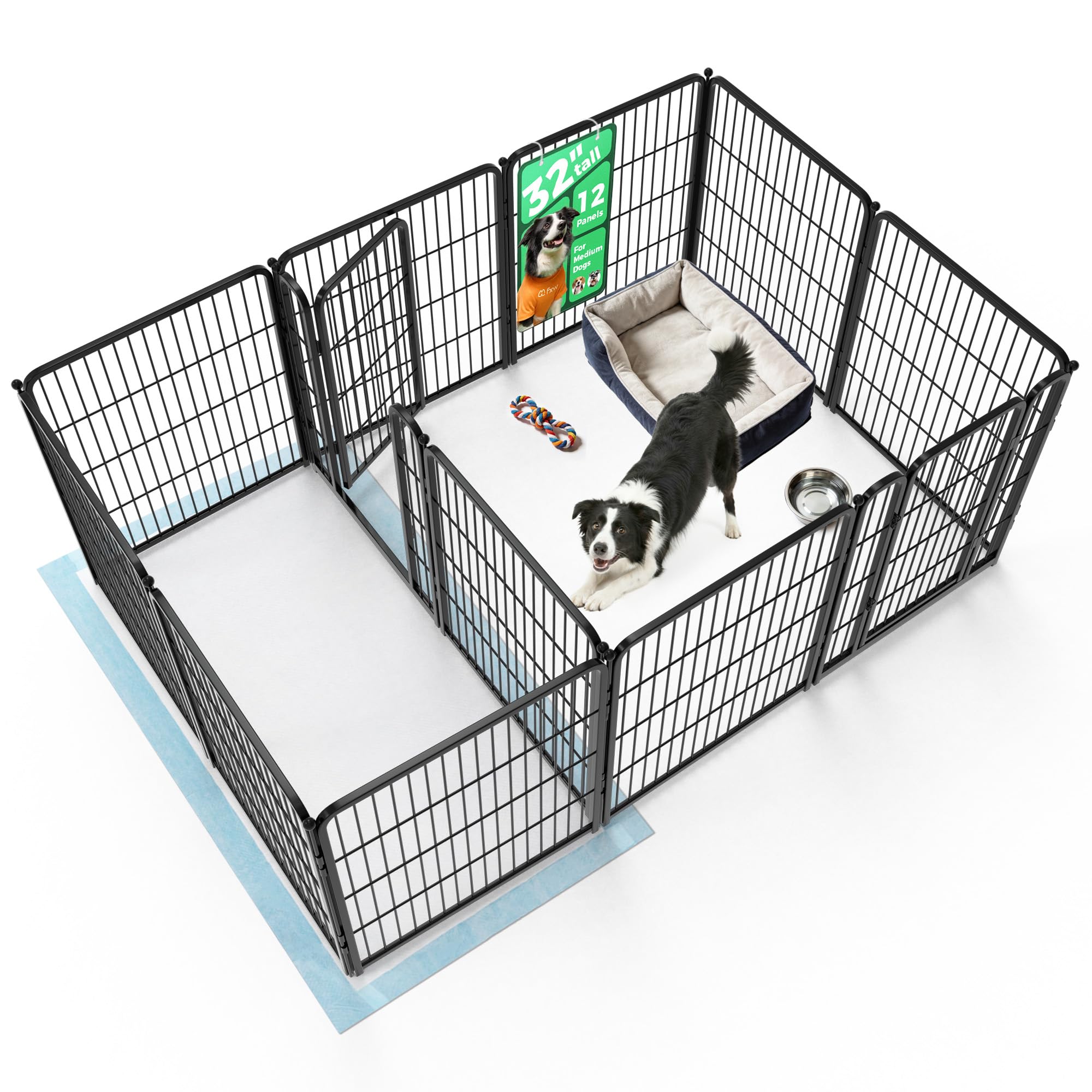 FXW Homeplus Indoor Dog Playpen with Divider Connectors, 32" H, 12 Panels