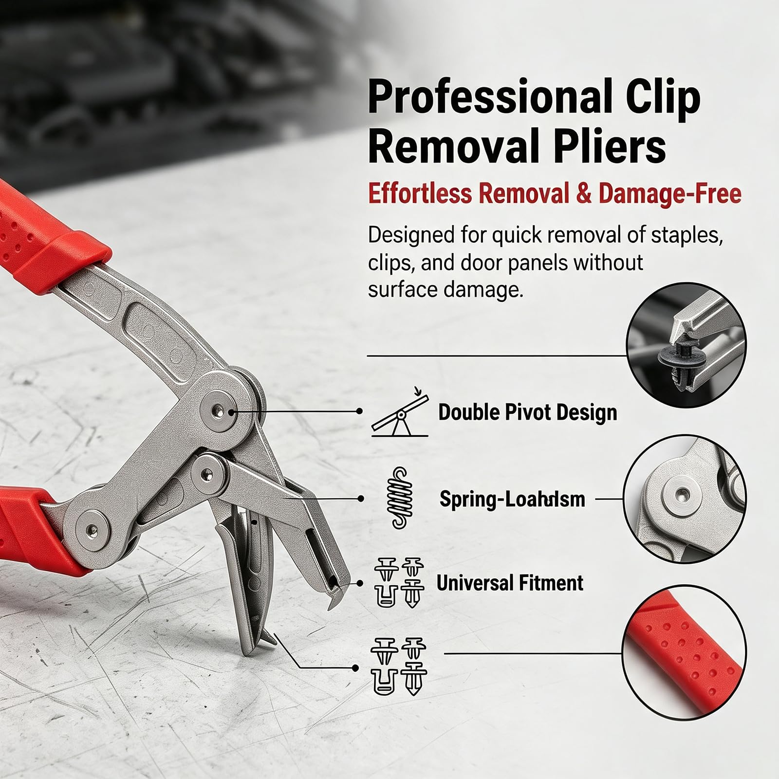 Car Trim Removal Kit - 100 Clips & Pliers -3