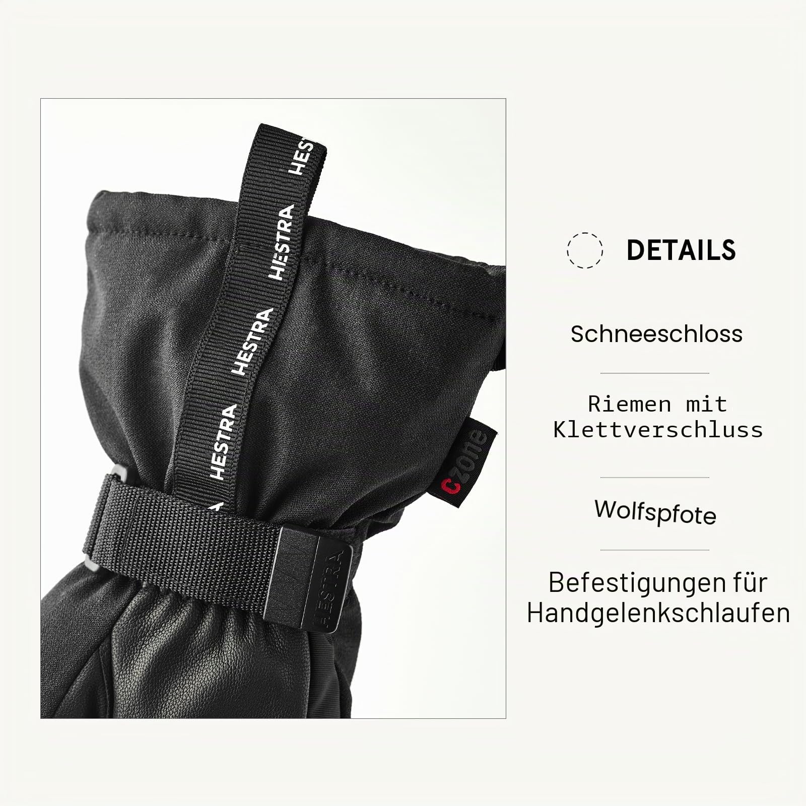 Hestra Unisex CZone Mountain 5-Finger Handschuh Wasserdicht Winddicht Leder Alpin Skihandschuh für Damen & Herren