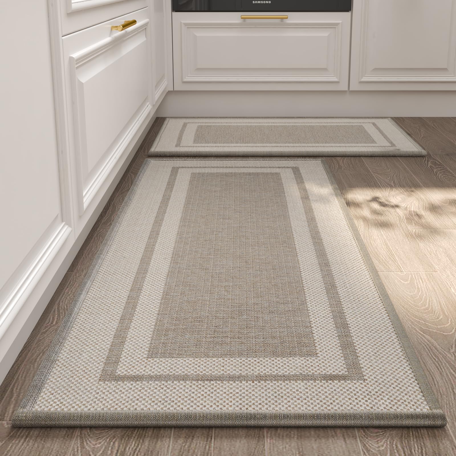 Non-Skid Kitchen Rugs and Mats, Washable Natural Rubber Floor Mats, Suitable for Kitchen Carpet in Front of Kitchen Sink (Taupe, 20''X32)