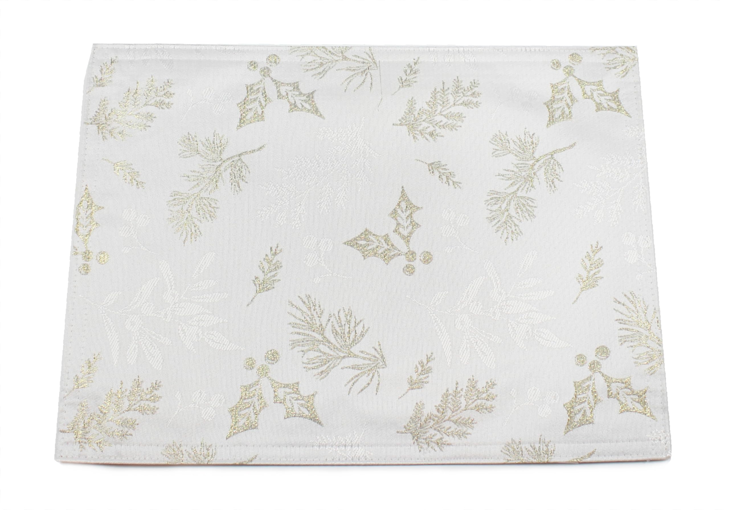Peggy Wilkins Textiles Winter Hedgerow Sparkly Christmas Damask Tablecloth - Champagne/Gold - 53" x 88"
