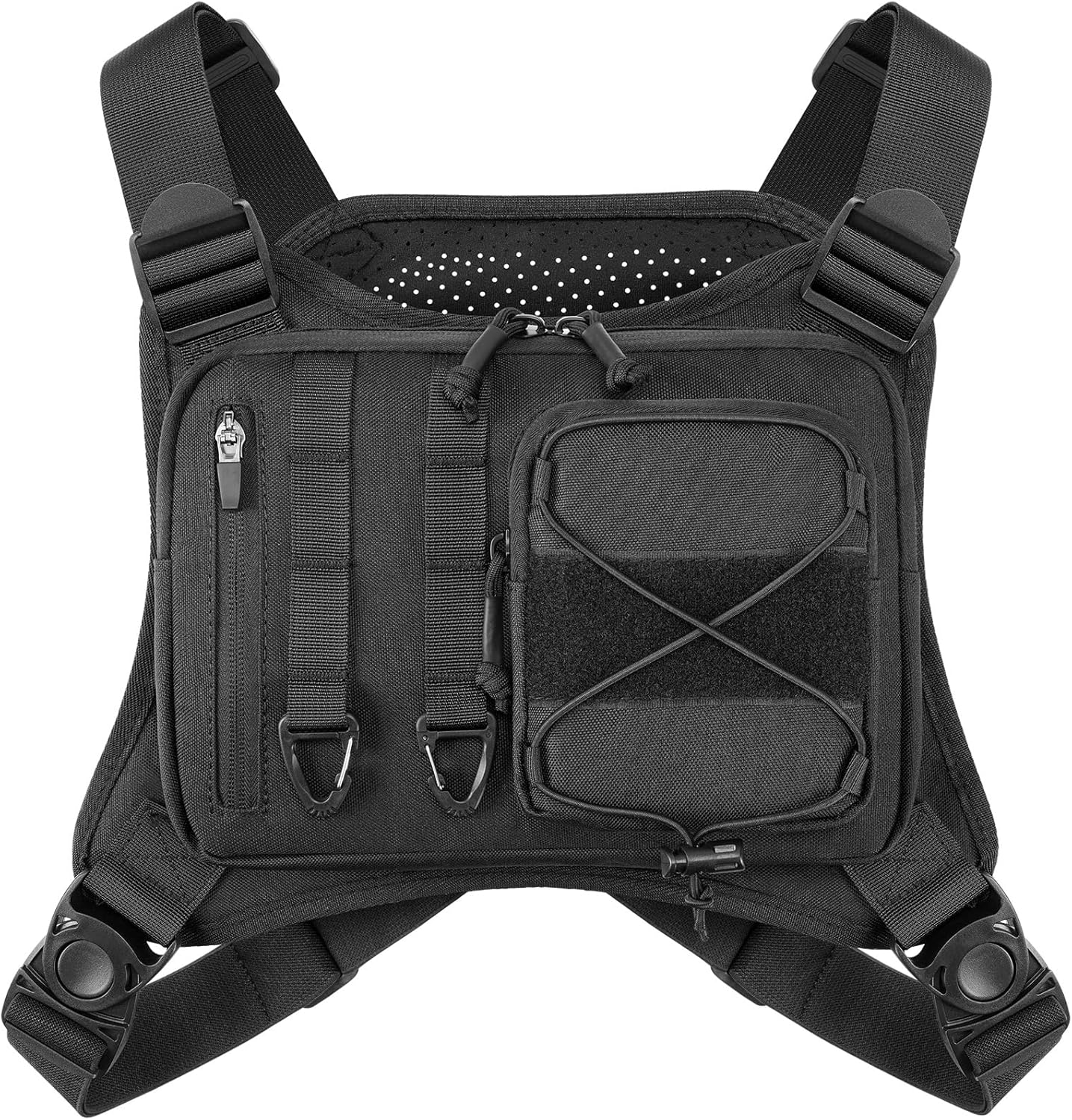 Tactical Chest Bag for Men and Women, Lightweight Running Chest Bag with Extra Storage Space, Running Vest with Mobile Phone Holder, One Size, Adjustable Chest Bag for Outdoor and Sports