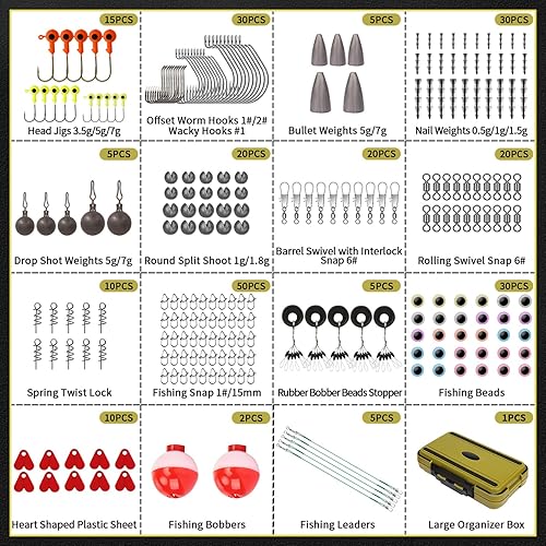 Miniatura 2 de GOTOUR Fishing Lures Accessories Kit with Tackle Box, Bass Fishing Hooks Minnow Crankbait Frog Popper Lure Worm Fishing Spoon Spinner Bait, Jig Head