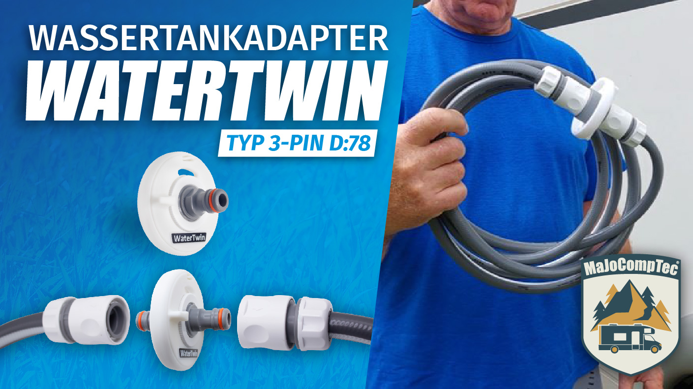 Watertwin Watertankadapter voor camper, vultuitaccessoires voor caravan, watertankdeksel met dubbele Gardena-aansluiting (adapter voor tankdeksel met een IG60-draad