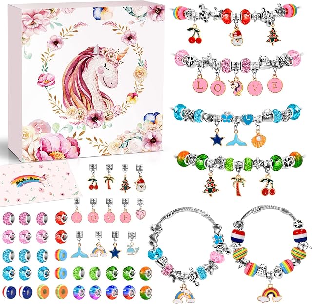 ZOOI Gifts for 5-12 Year Old Girls, Gifts for Teenage Girls, Unicorn Gifts for Girls Bracelet Making Kits for Girls, Girls Toys Age 6 7 8, Charm Jewellery Making Kit for Girls Arts and Crafts for Kids