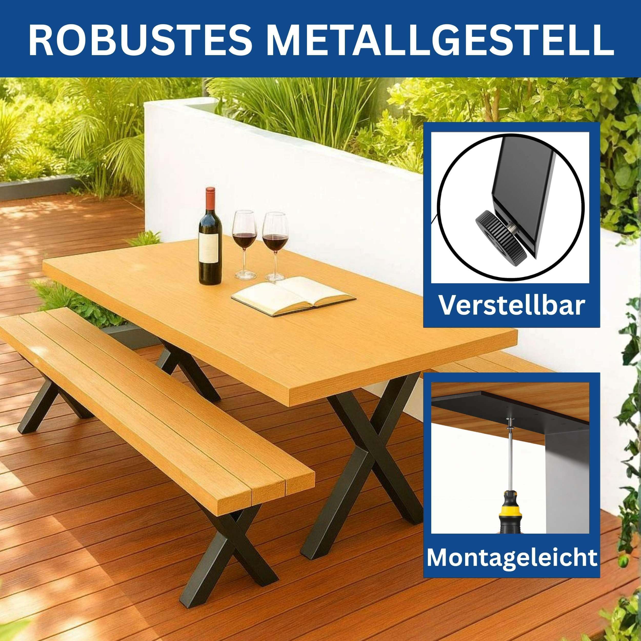 DanDiBo 2 patas de mesa de metal negro, 60 x 72 cm, altura regulable, patas para muebles, patas de mesa, patas de mesa de comedor
