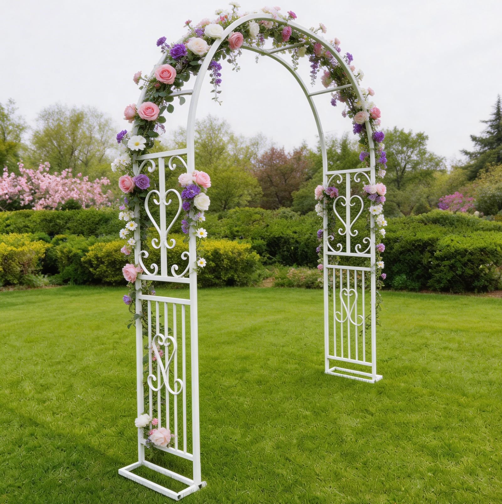 Errtsdb garden arches metal strong, strong metal garden arches for climbing plants,Easy Assembly, Weather Resistant,Suitable for garden decorative arches and lawn arches,White/A/220x40x230cm