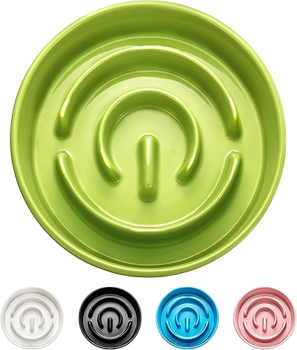 Miniatura 17 de Cuencos de cerámica para perros de alimentación lenta, 2.0 tazas de comedero lento para perros medianos y grandes, cuenco de laberinto de Negro