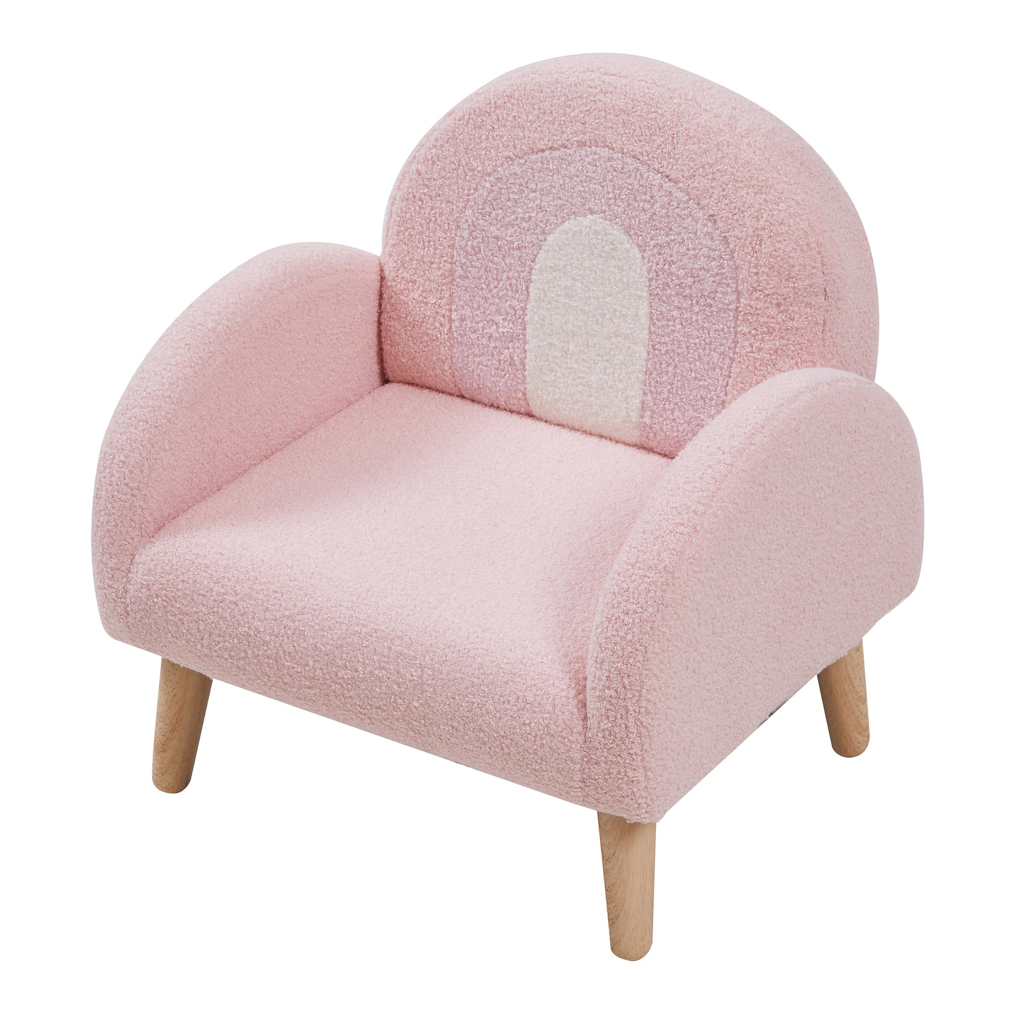 [en.casa] Kindersessel Sorreindi Kinderstuhl ab 2 Jahren Polstersessel max. 45 kg Teddy Sessel Leseecke 50 x 50 x 45 cm Rosa