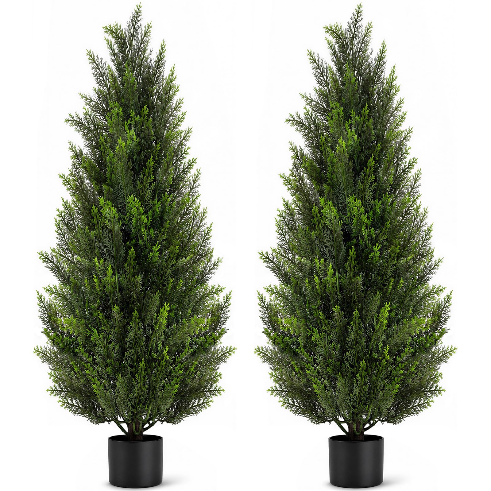 VIVATREES 6FT Artificial Topiary Cedar Trees, UV-Resistant Faux Evergreen Outdoor Plants, Artificial Pine Tree for Outdoor Front Porch Patio Entryway Decor, 2 Pack