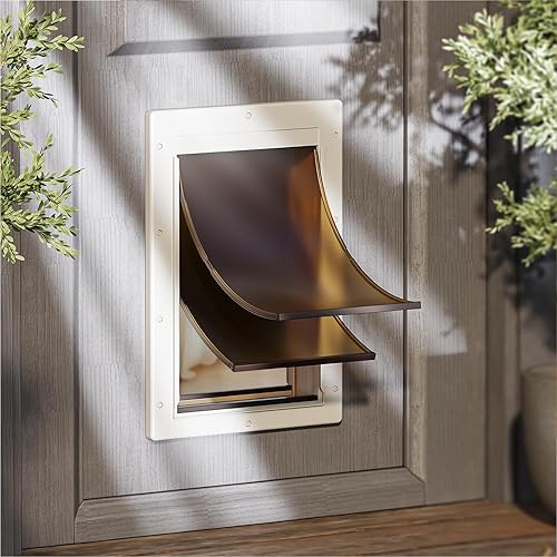 Puerta para Perros Sin Óxido con Marco de Plástico Duradero, Puerta para Perros Mediana para Puertas Interiores y Exteriores, Puerta para Perros con