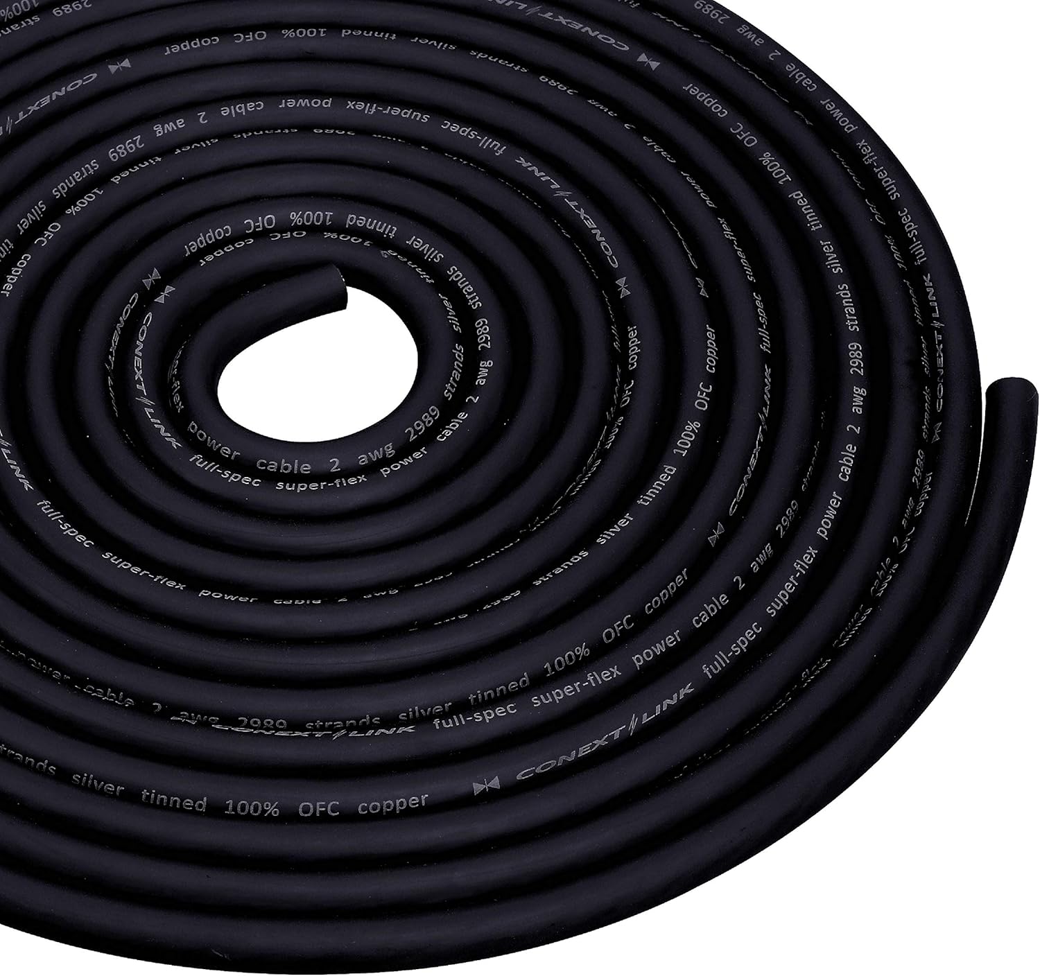 Conext Link 25 FT 2 AWG GA Full Gauge Battery Power Cable Ground Wire Frost Black OFC Copper