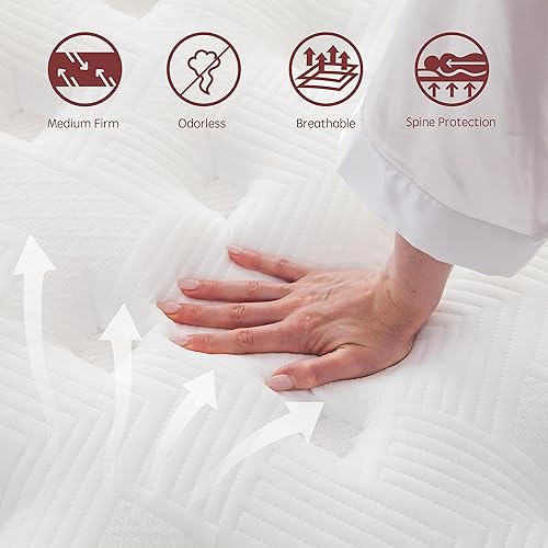 Miniatura 6 de Colchón King de 12 pulgadas en una caja, colchón híbrido de espuma viscoelástica de gel y resortes interiores con resorte individual para