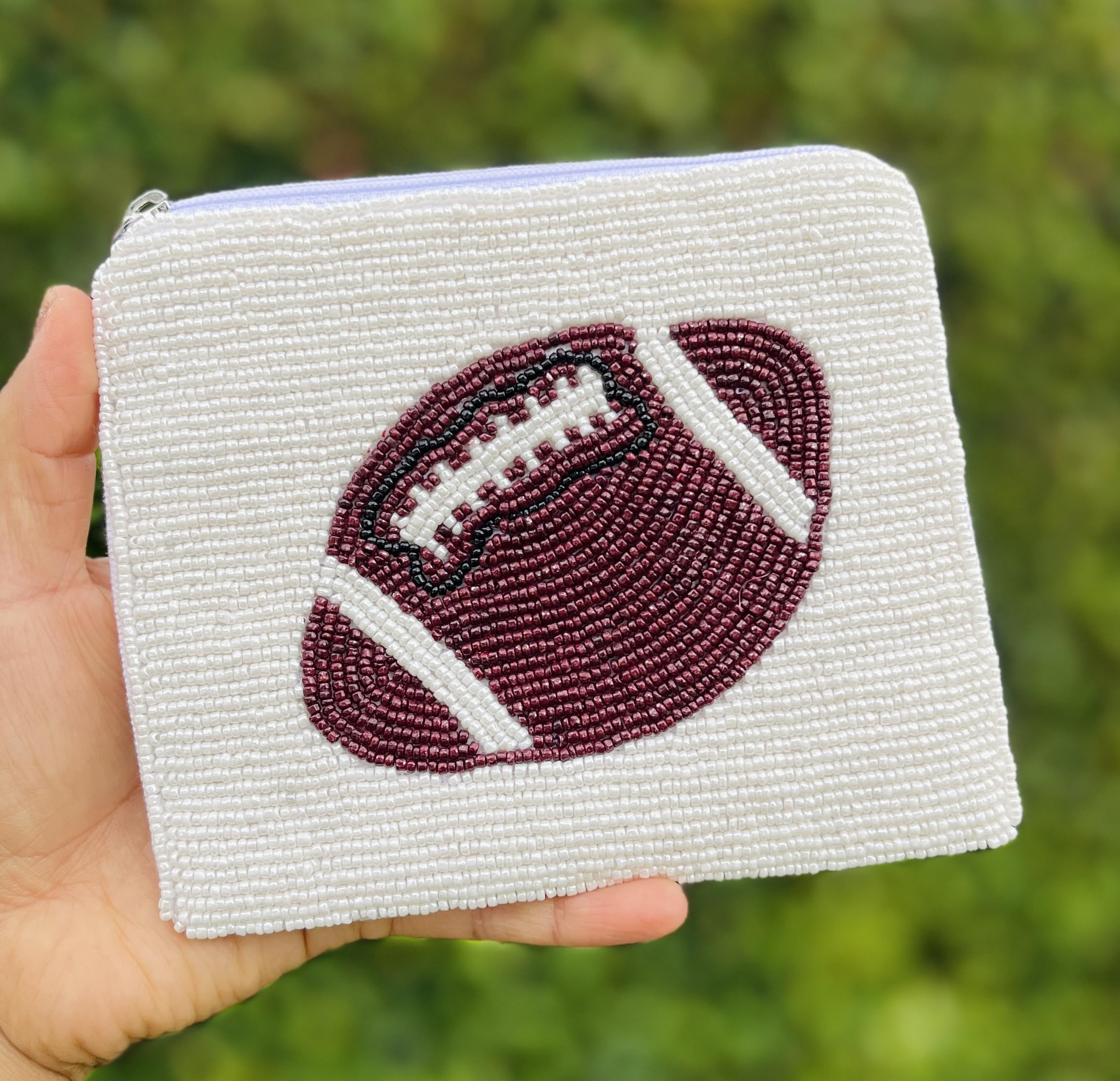 Football Beaded Purse Pouch, Coin Purse, Coin Pouch, Small Wallets, Gift Card Pouch, Birthday Gifts, Football Fans Gifts
