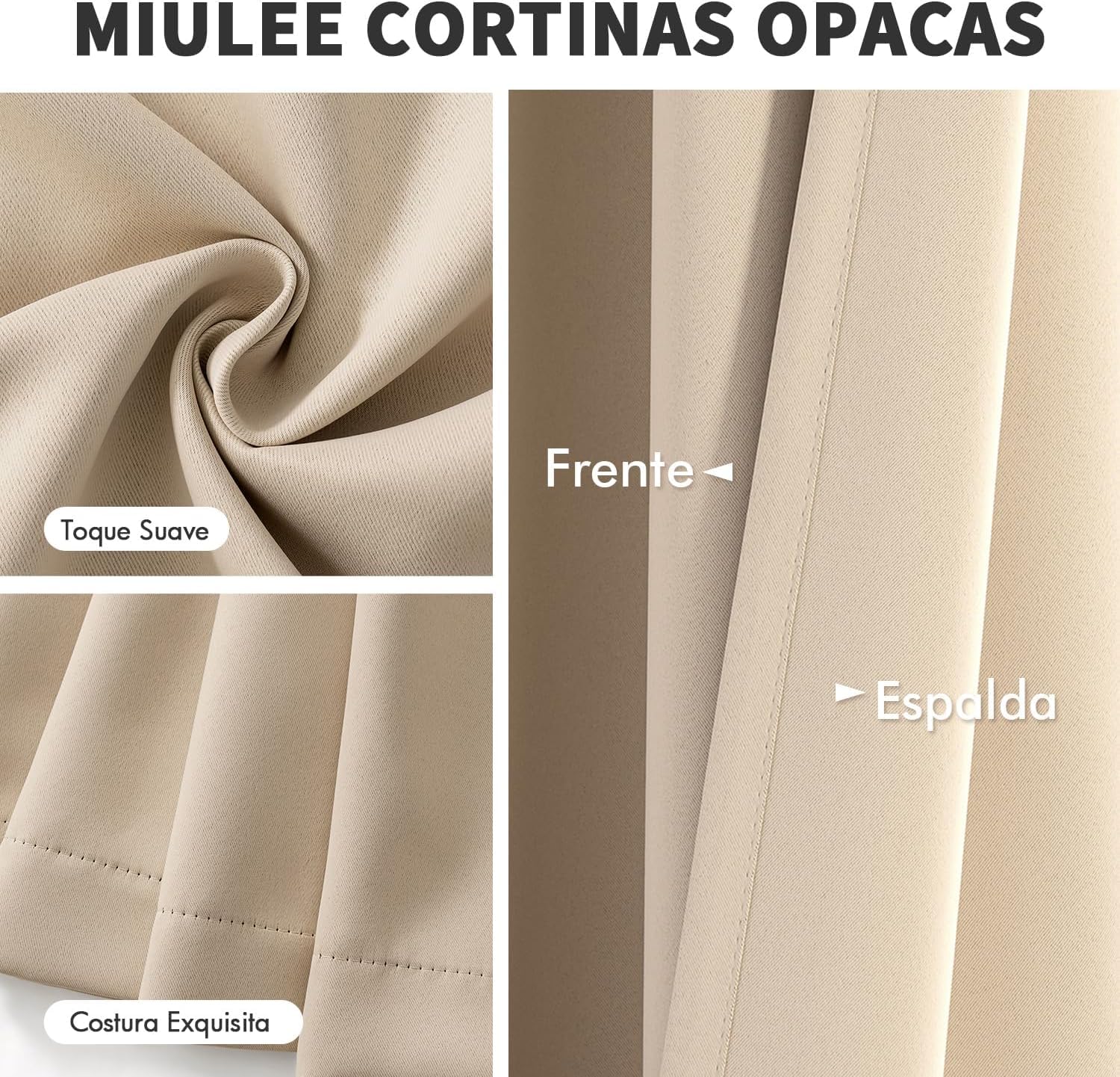 MIULEE Tende Oscuranti per Interni 2 Pezzi 140x260 CM, Beige Scuro, Tende Termiche Isolanti con Anelli