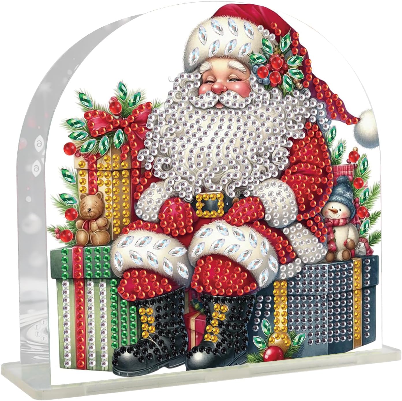 JISHSHAY Christmas Diamond Art Napkin Holder Santa Claus Diamond Painting Napkin Holder for Table Xmas Gem Art Gem Painting Tissue Box Cover Mosaic Kits for Adults Embroidery Kit Tissue Box Cover