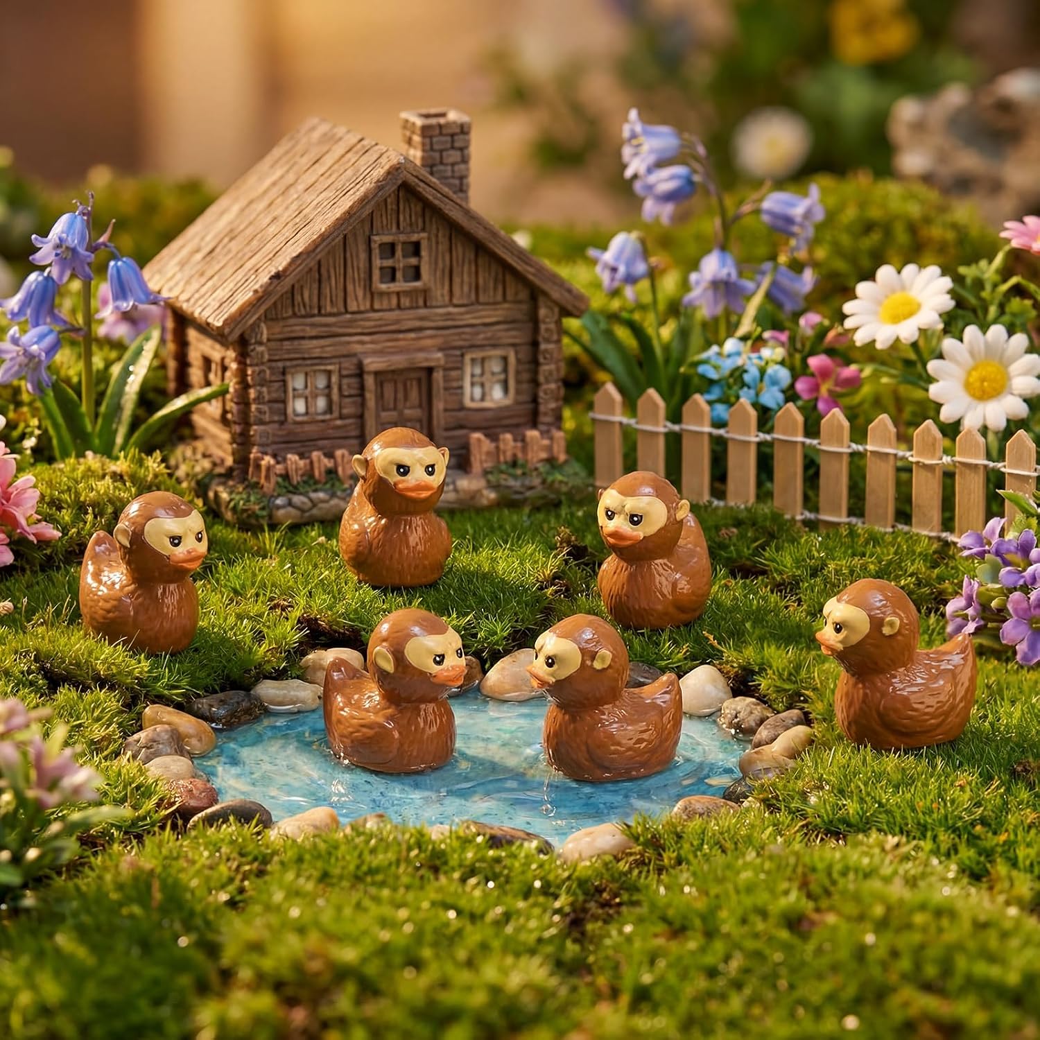 Thyle 50 Easter Mini Resin Bigfoot Ducks Figurines Bulk Tiny Miniature Sasquatch Statue Small Resin Animal Figures Bigfoot Duck Gifts to Hide and Seek Cruise Ship for Car Dashboard Decor Party Favors image 4