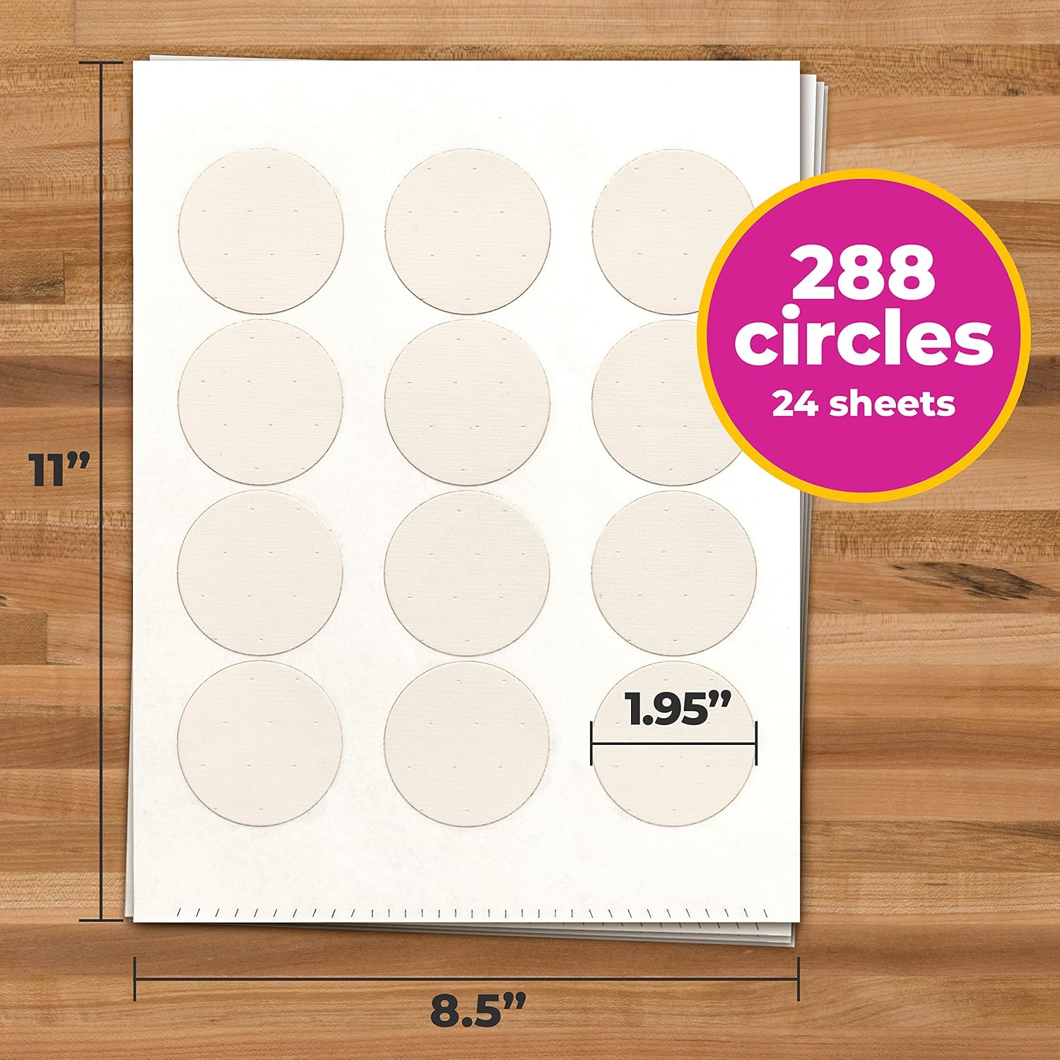 PhotoCake® Pre-Cut 2" Circles, A4 Frosting Sheets for Edible Photo Printing, 2 Inch Circles - Pack of 288