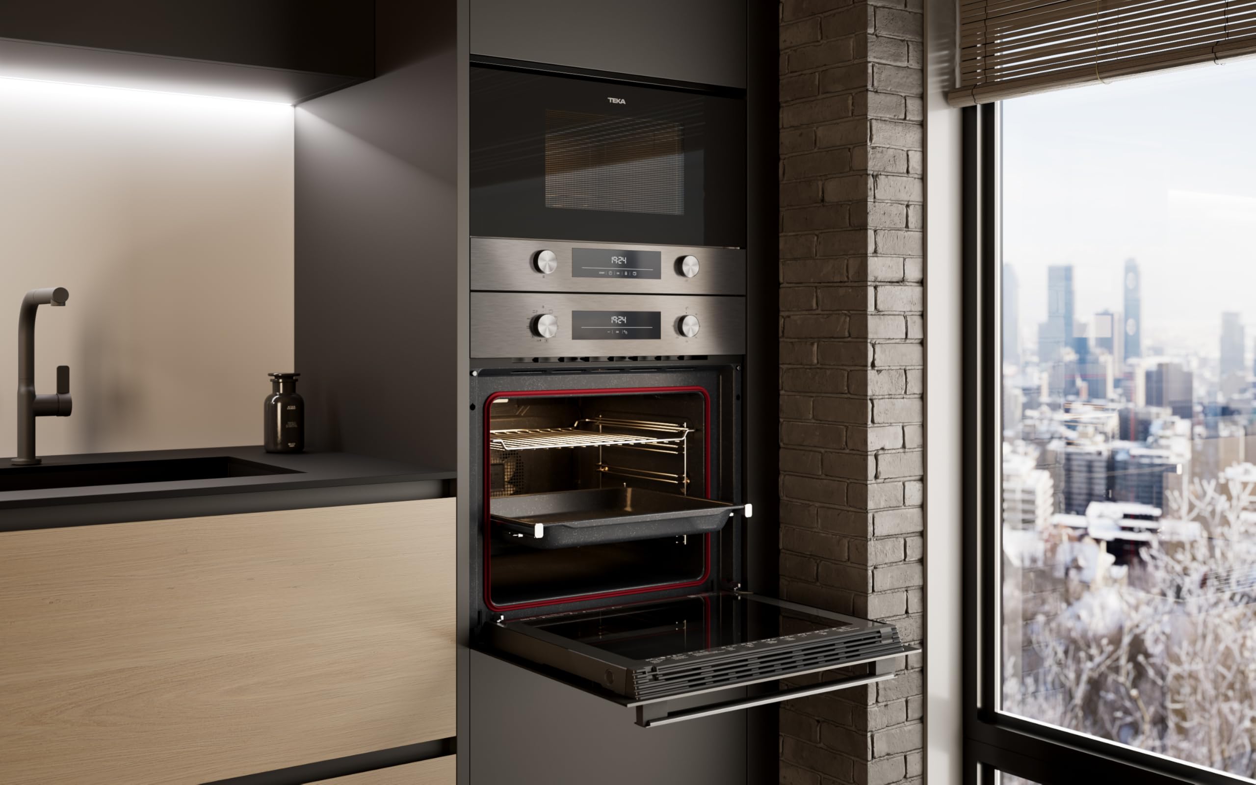 TEKA Horno Multifunción Airfry, Sistema HydroClean, 9 Funciones, 71L, Guías Telescópicas, Modelo NEO HSB 6466