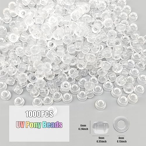 Miniatura 3 de 1000 pulseras de cuentas de pony UV, cuentas mágicas solares de 0.315 pulgadas, cambio de color para collares, cuentas de pelo, llavero, fabricación