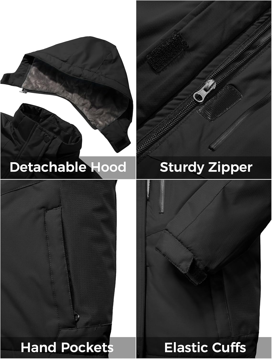 ZSHOW Girls' Ski Jacket Waterproof Fleece Raincoat Windproof Warm Winter Coat with Detachable Hood - Image 6